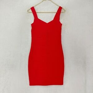 HMS Red Sleeveless Square Neck Bandage Bodycon Dress 6202